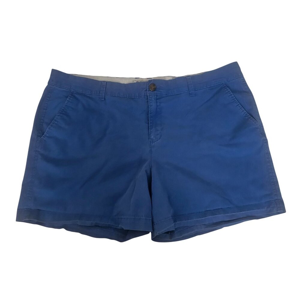 Old Navy Women's Blue Mid Rise 5-Inch Inseam Everyday Twill Shorts Size 16 Tall - Picture 2 of 13